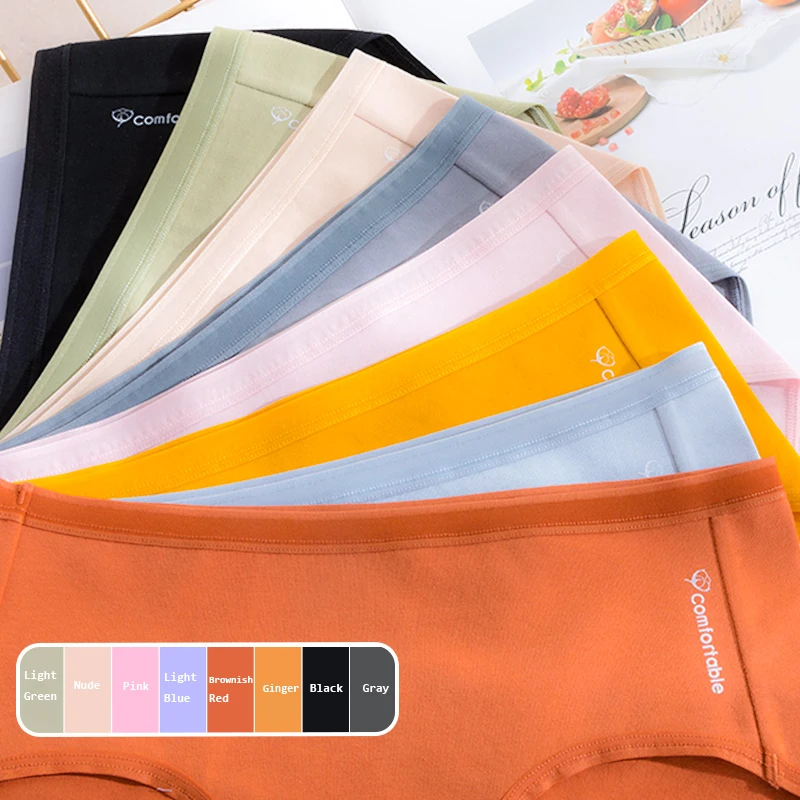 

Seemless Briefs Women's Panties Pure Cotton Mid-Rise Non-Inductive Comfortable Breathe Freely Intimates 8 Colors