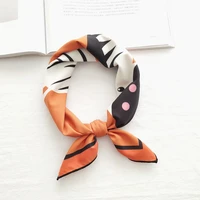 lunadolphin silk square scarves 50x50cm literary illustration bandana vintage orange little donkey red headbands girl wristband
