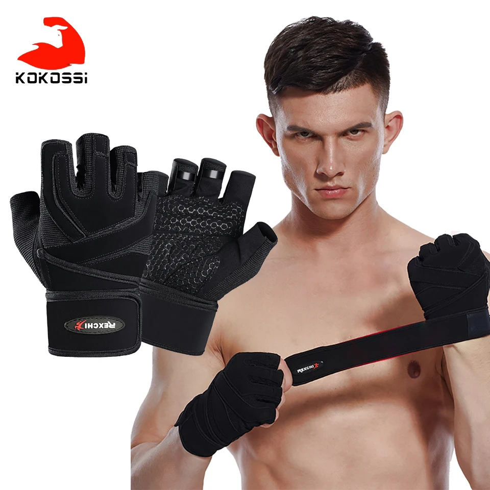 

KoKossi Half-Finger Weightlifting Gloves Compression Palm Anti-slip Wearable Fitness Wrist Guard Dumbbell Training Exercise