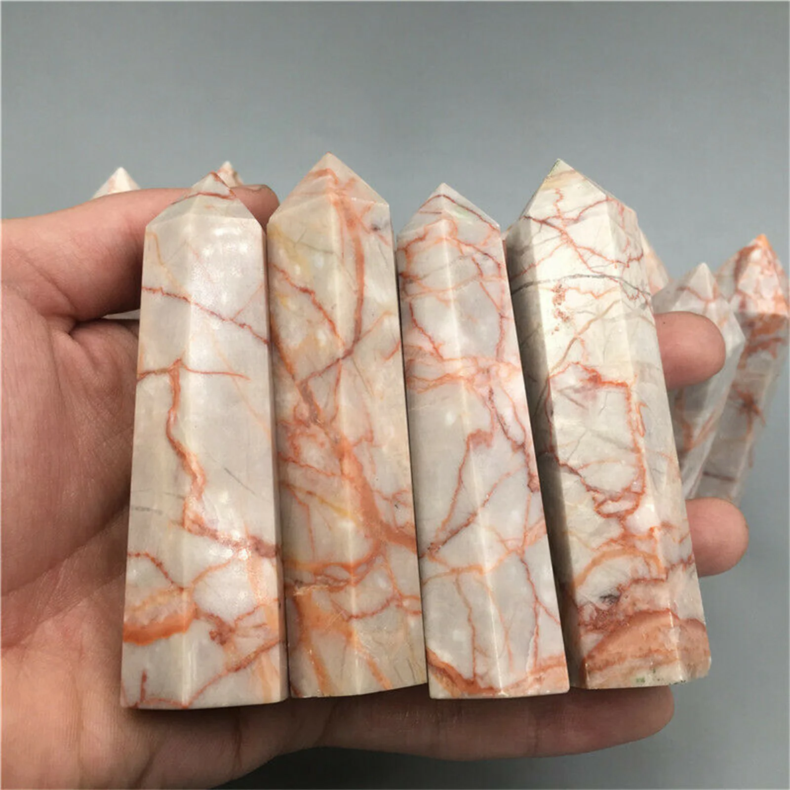 

A + Natural Red Network Quartz Crystal wand point Reiki healing