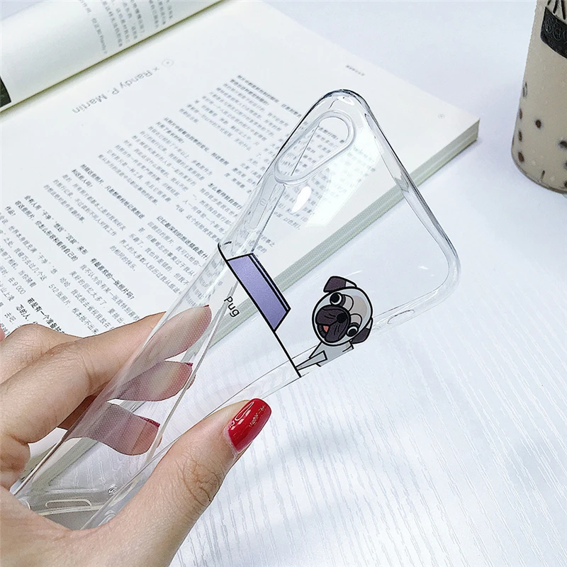 Креативный веселый рисунок питомца собаки на чехле для телефона Apple для iPhone 6 6S 7 8 PLUS X XR XS MAX, противоударный, полностью прозрачный.