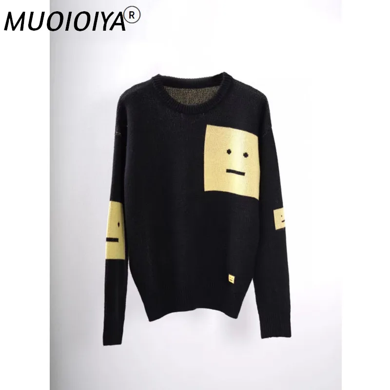 

Yellow Smiley Women O-Neck Knitted Sweater 2021 Autumn Winter Ladies Long Sleeve Knitwear Female Pullover Tops