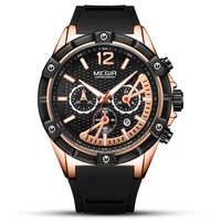 megir army sports waterproof quartz wrist watches for men blue silicone stopwatch relojios masculinos clock luminous 2083