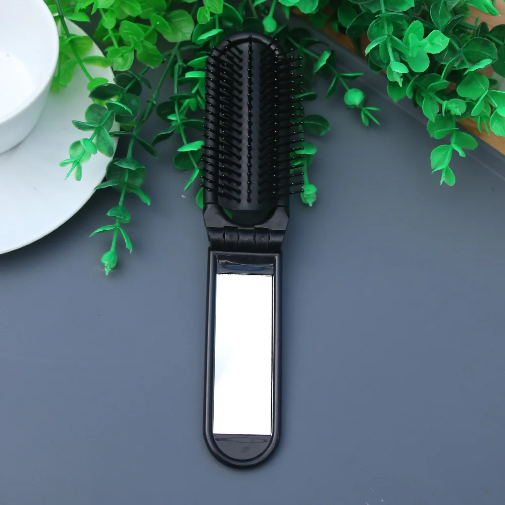 

Portable Mini Antistatic High Temperature Foldable Mirror Hair Boutique Travel Plastic Comb Airbag Massage Round Travel Brush