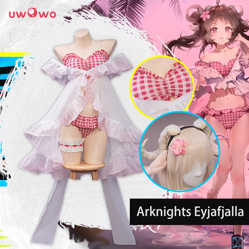 

UWOWO Game Arknights Eyjafjalla Cosplay Swimsuit Costume Summer Flower Cosplay Costume Cute Swimwear