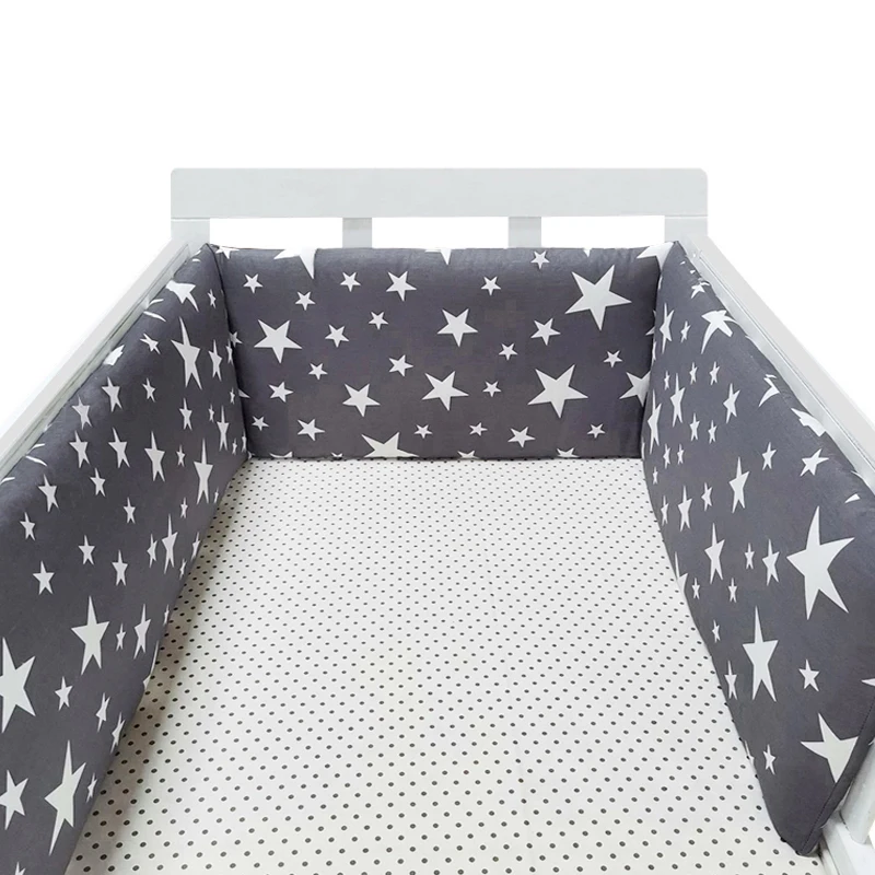 

baby nursery Nordic Stars Design Baby Bed Thicken Bumper One-piece Crib Around Cushion Cot Protector Pillows Newborns Room Decor