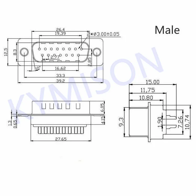 10PCS RS232 DB15 15 Pin Female Male 2-Row Solder Type D-SUB Connector Plug with Plastic Assembly Shell Cover image 6