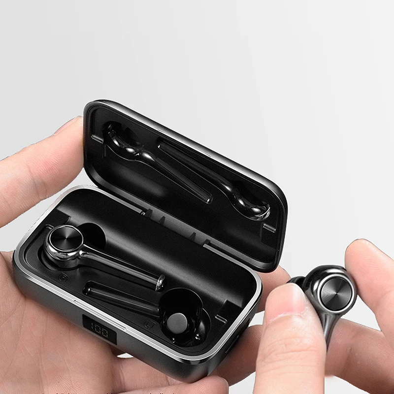 

Hot TTKK Long Handle Bluetooth 5.0 TWS True Wireless Earphone Graphene Digital Display Bilateral Call Headphones Headset