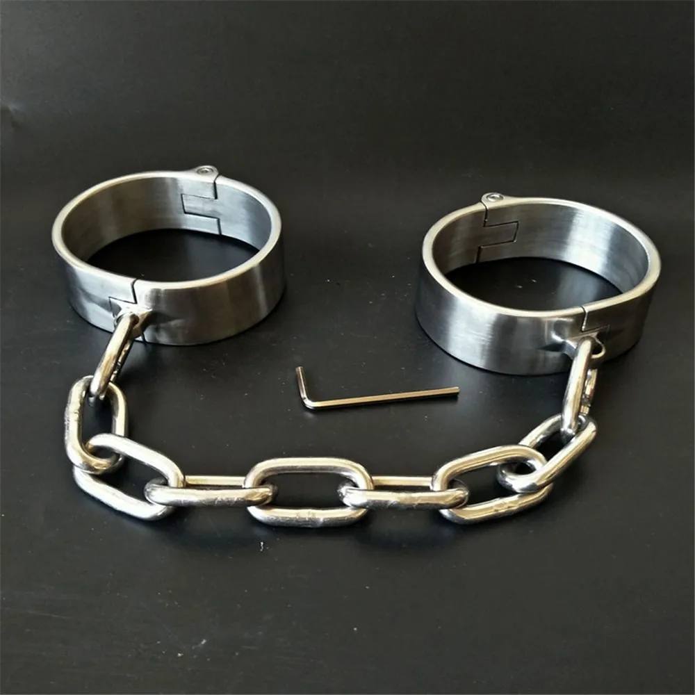 

Adult Games 1 Pair Stainless Steel BDSM Bondage Male Handcuff Wrist Ankle Cuff Gay Fetish Slave Restraints Sex Toy For Women Man