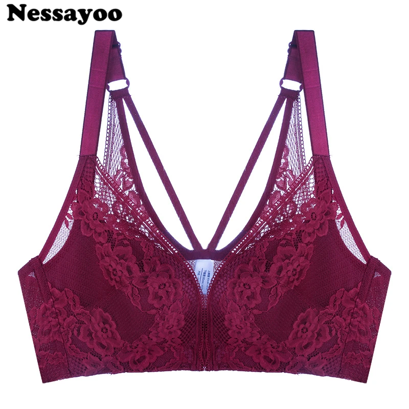 Женский кружевной бюстгальтер с застежкой спереди и эффектом пуш