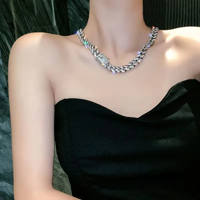 Цепочка Из кубинской цепи Майами для мужчин и женщин сверкающие браслеты