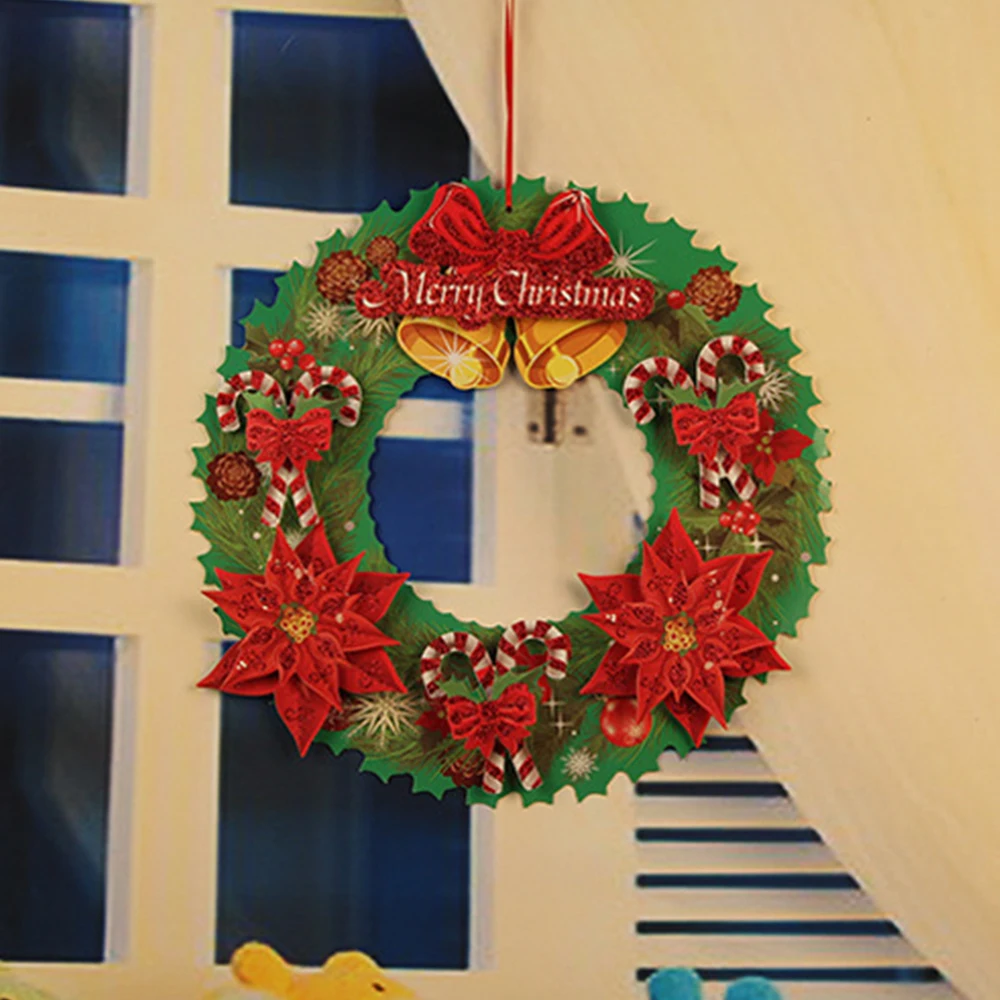 Новинка DIY Рождественское украшение для дома бумажный венок дверь орнамент