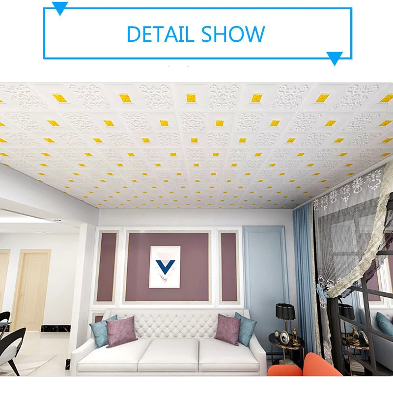 3D стерео настенная бумага самоклеящиеся водонепроницаемые потолочные панели