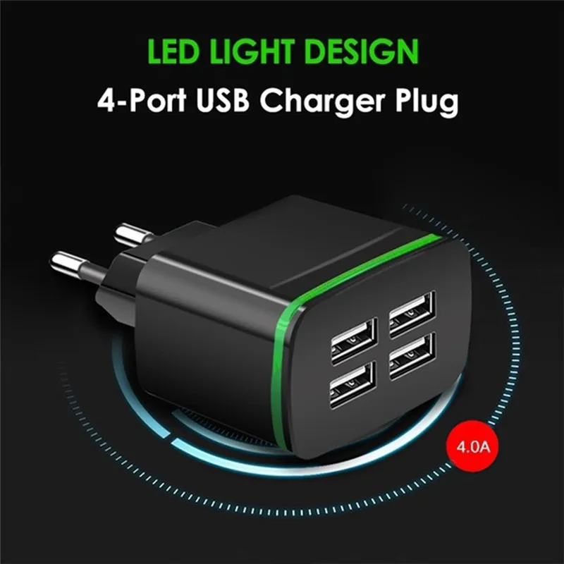 5V 4A быстрое зарядное устройство штепсельная вилка ЕС 4 портовый USB адаптер для