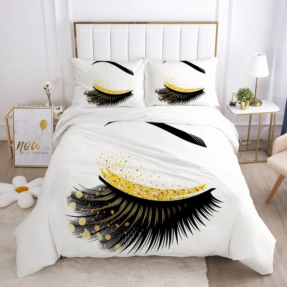 

3D Lash Design Custom Duvet Cover Set Bedding Sets Quilt Cover Pillow Cases Full Double Single King Queen Size Pink Bedding Sets