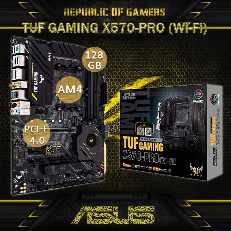 Billig Buchse AM4 Asus TUF GAMING X570-PRO(WI-FI) Motherboard AMD Ryzen DDR4 PCI-E 4,0 128GB USB 3,2 Gen2 CHAI B550 Gaming Placa-mãe AM4
