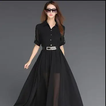 2019 летнее черно белое длинное платье европейские шифоновые платья с разрезом