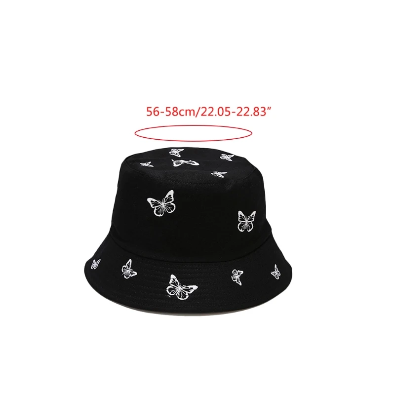 

Butterfly Embroidery Fisherman Hat 2021 Female Summer Sun Protection Foldable Bucket Cap Women Casual Travel Outdoor Beach Hat