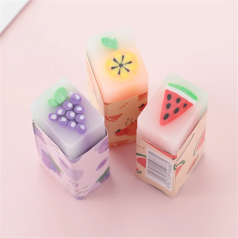 

3pcs Fruite Soft Rubber Eraser Student Drawing Plasticine Pencil Eraser Art K3KB