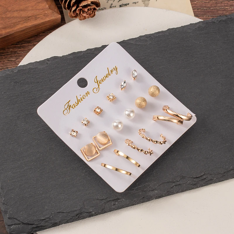 

Hot Sale Fashion Bohemian Earrings Set For Women New Trendy Flower Round Geometric Metal Stud Earring 2020 Trend Female Jewelry