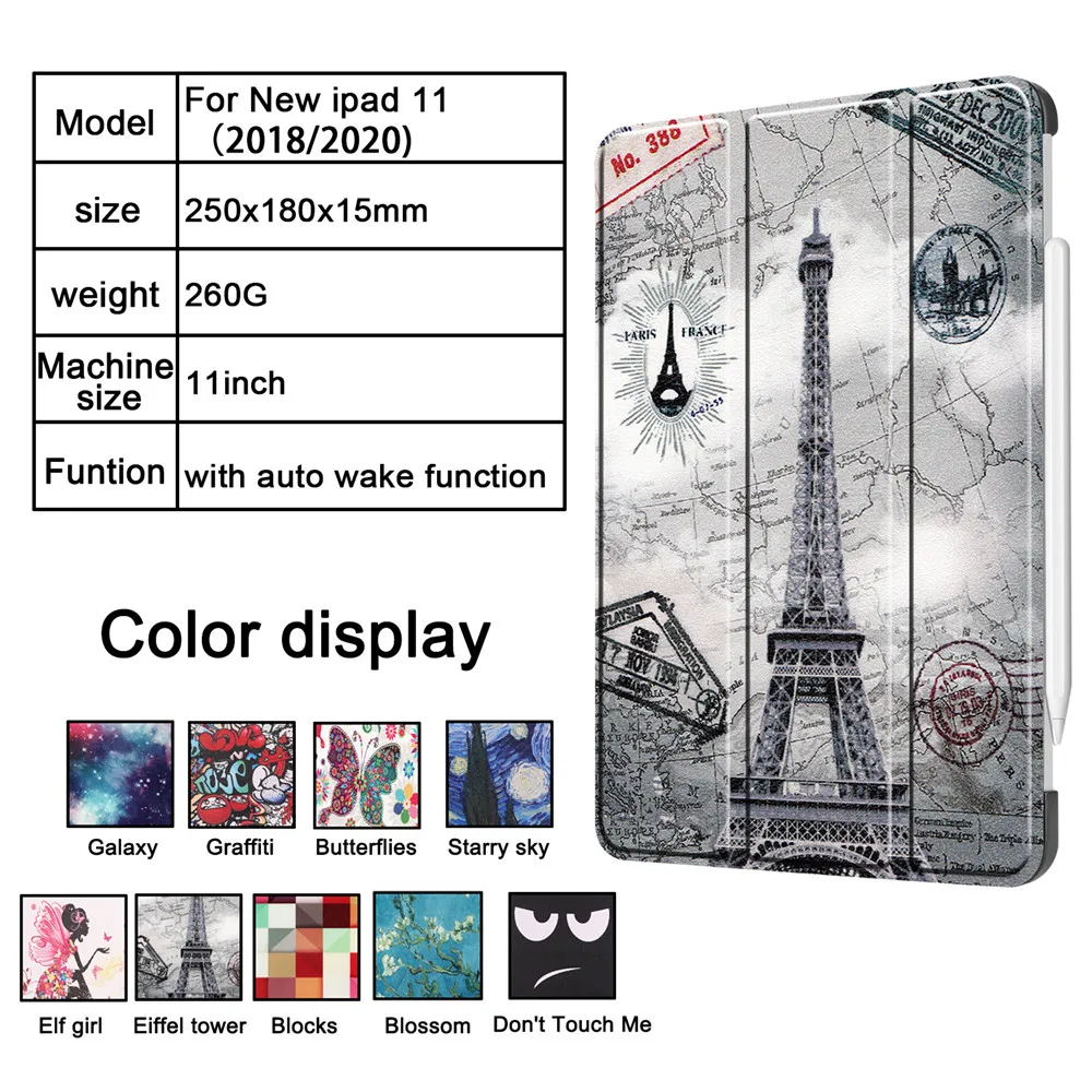 Новый окрашенный трехслойный кожаный чехол книжка с подставкой для ipad 10 2 '񟭓