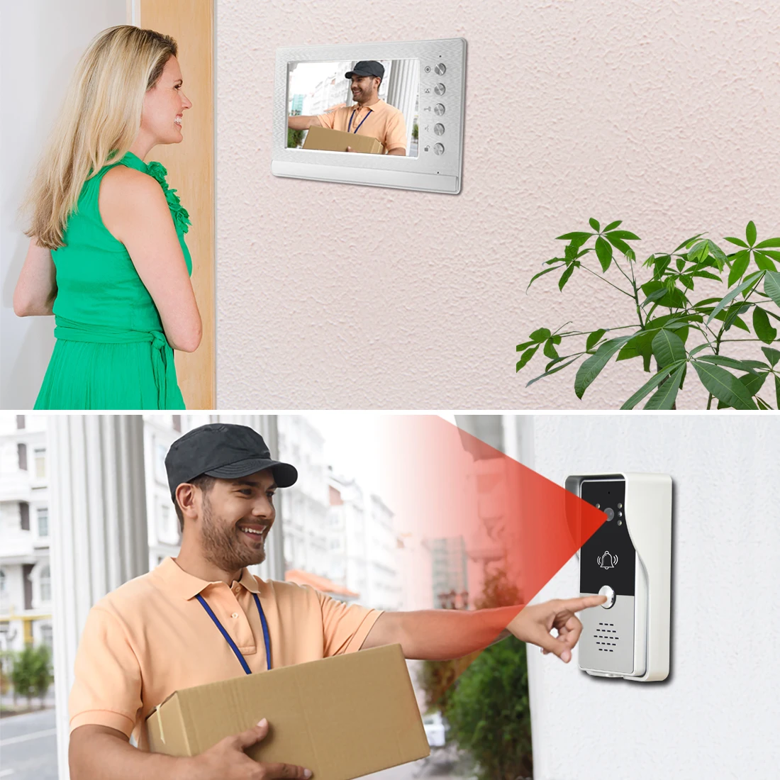 Цена Комплект видеодомофона 7 дюймов, дверной звонок для домашней безопасности, электрический замок, источник питания, вход в дверь, разблокиров...