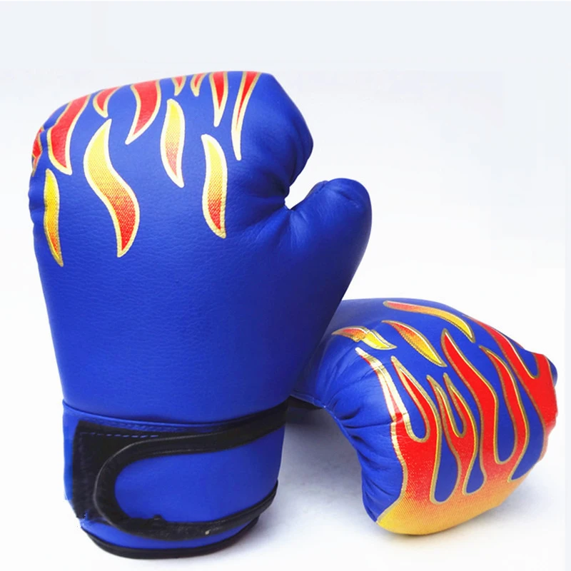 

Kid Children High Quality Breathable Boxing Gloves MMA Thai Professional Sanda Boxing Indoor Sport PU Leather Boys Flame Gloves
