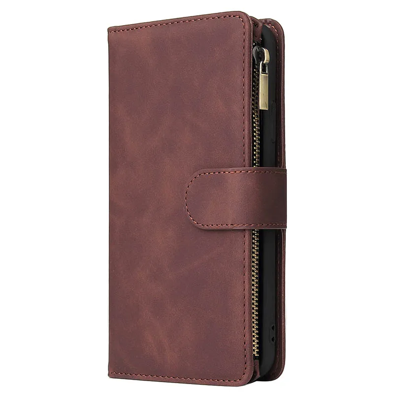 Coffee Для Funda samsung Note10+ чехол для телефона роскошный кожаный кошелек с молнией держатель для карт чехол для samsung Galaxy A50 A70(A7) A705F - Цвет: Coffee