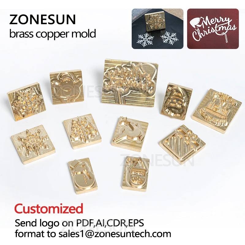 ZONESUN пользовательский латунный логотип штамп Рождественская елка подарок