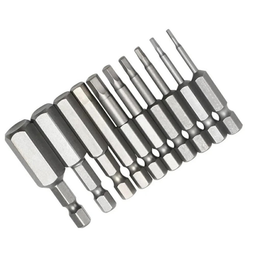 

10pcs 1/4 Hex Shank Magnetic Head Screw Driver 50mm Screwdriver Bits H1.5-H12 Hexagon Allen Key Bits For Power Tool Fast Ship