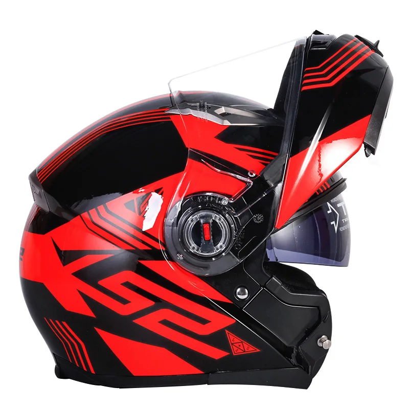 LS2 FF370 бездорожье Флип Полный уход за кожей лица Мотокросс Мотоцикл мото Шлем Capacete каско с двойной щит козырек ECE - Цвет: Black Red