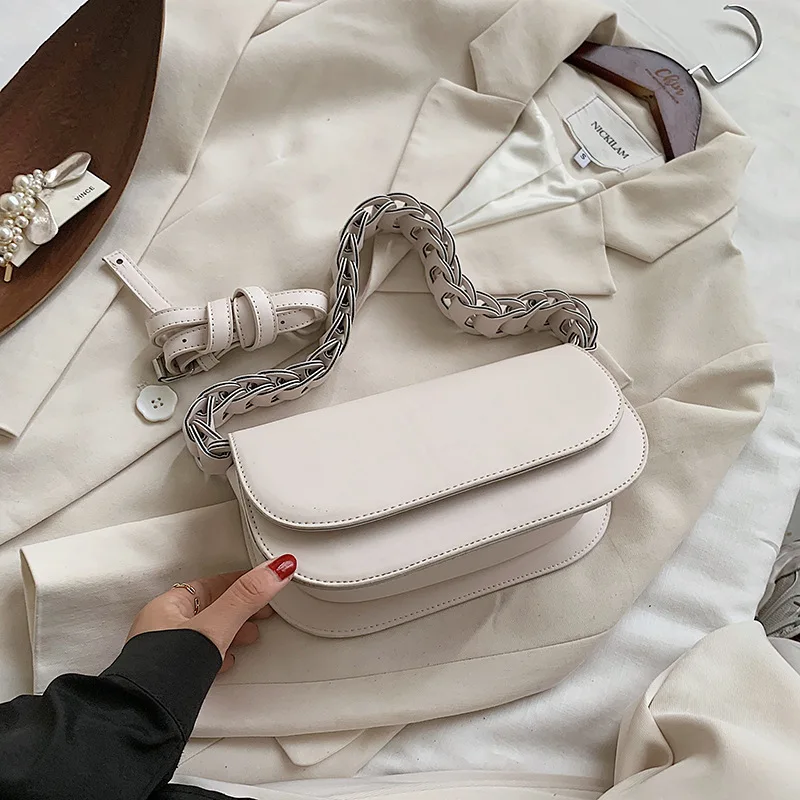 

2021 New Fashion Single Shoulder Underarm Bag Ins Trend Women Casual Texture Saddle Bag Purses Luxury Bag