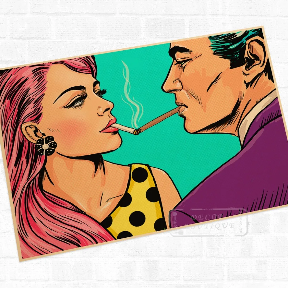 Курение поп арт классика Винтаж в ретро стиле из крафт бумаги с покрытием плакат
