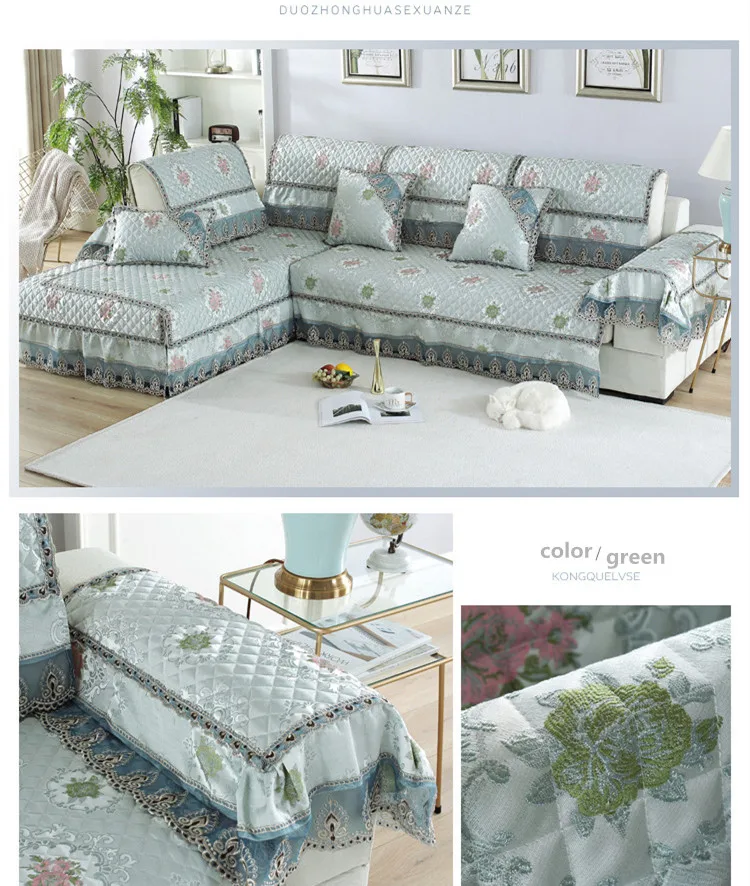 Forros para muebles de sala Нескользящая мебельная крышка кружевной диван-коврик с цветочным узором секционные кушетки для диванов TS153