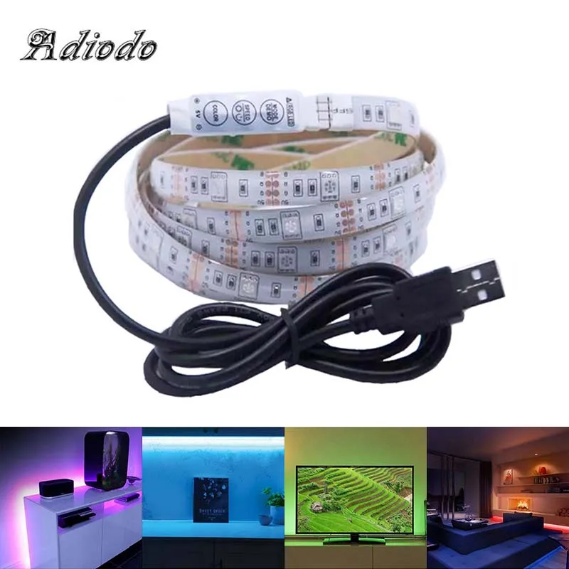 5 в RGB светодиодная водонепроницаемая полоса света 5050 2835 1 м/2 м/3 М/4 м гибкая лампа с
