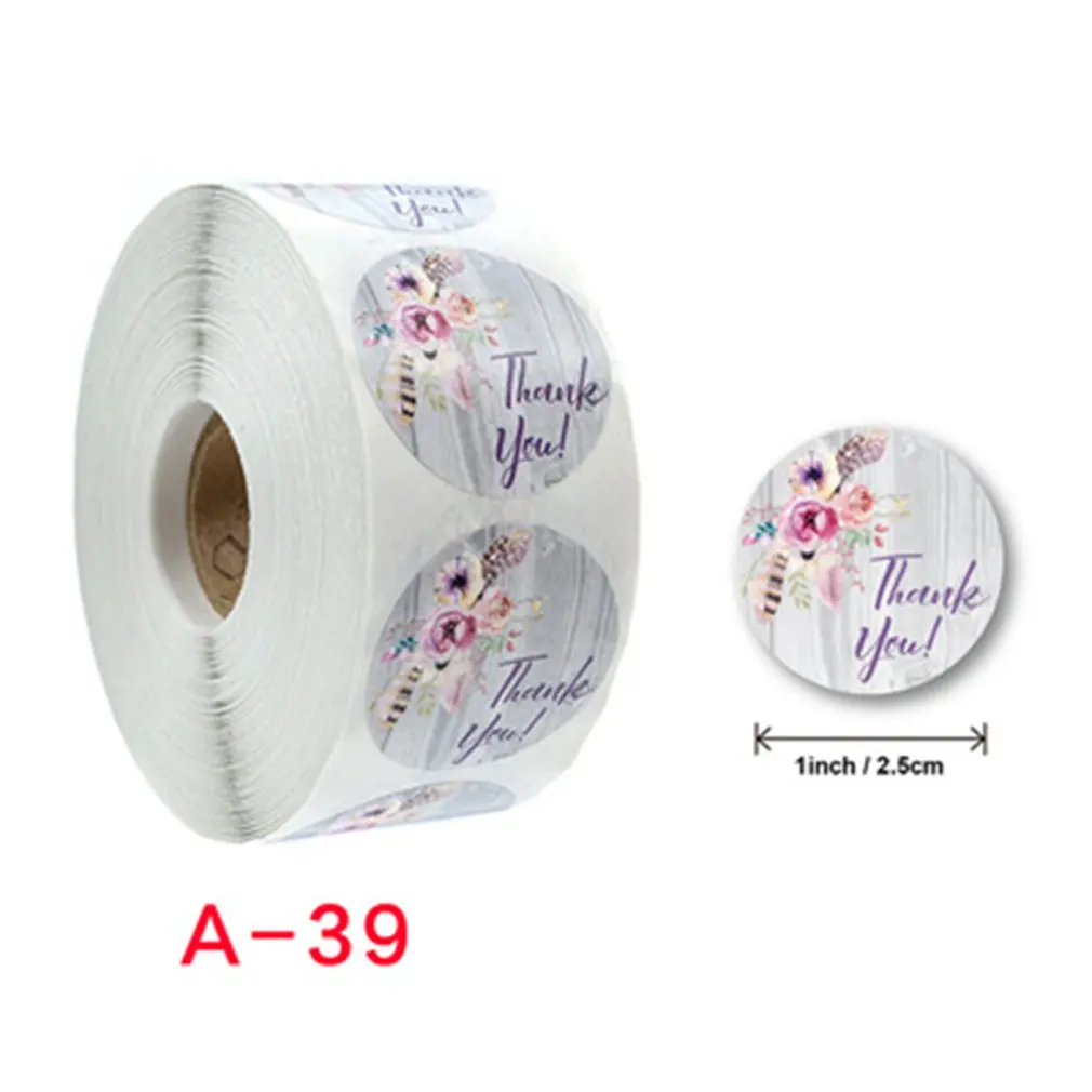 

Roll Flower Thank You Sticker Label Copper Plate Self-Adhesive Material Round Wedding Decoration Stickers 4 Inch