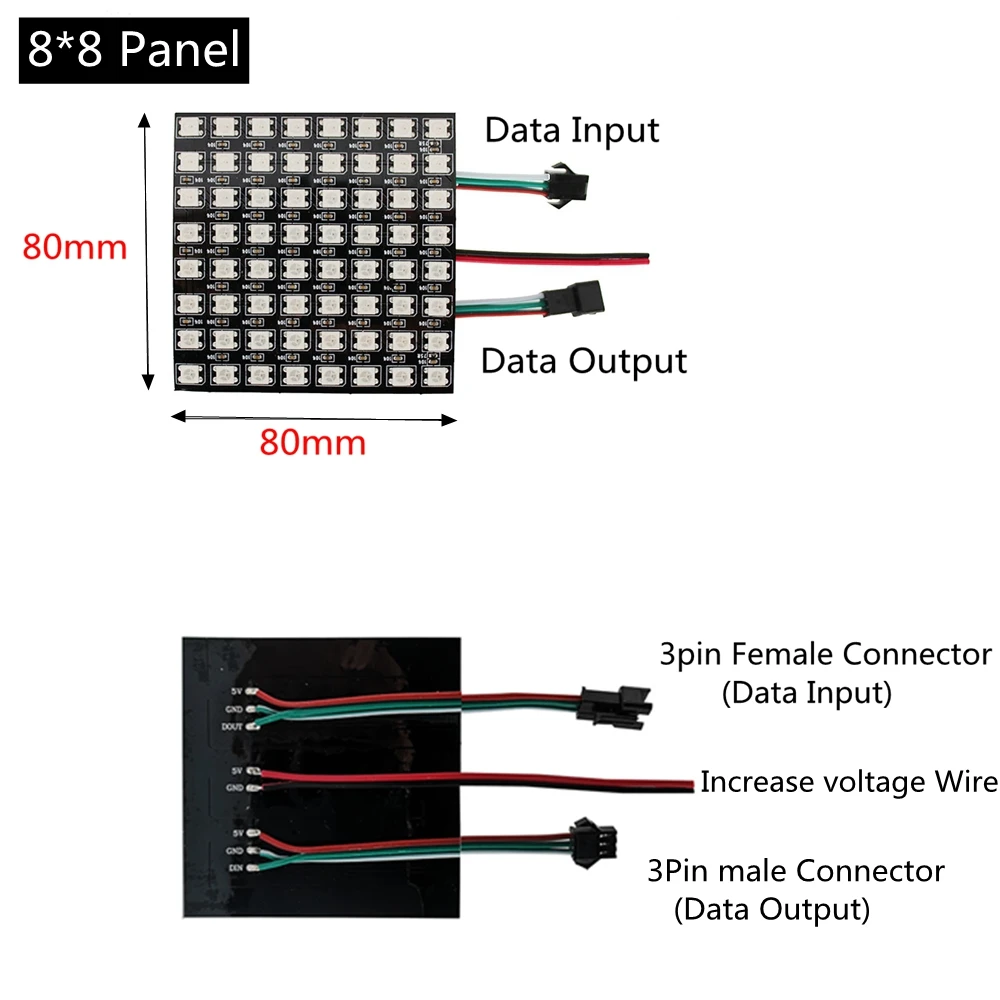 Светодиодный модуль WS2812 8x8 16x16 8x32 пикселей матричный экран RGB SMD5050 гибкий сделай
