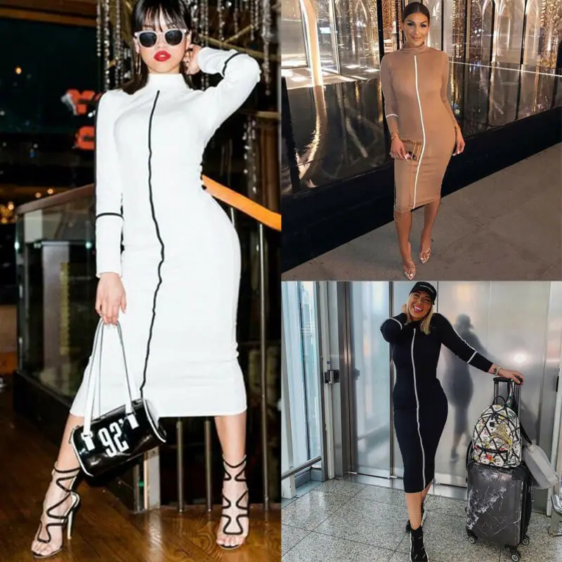 

Женское платье-карандаш средней длины с длинным рукавом