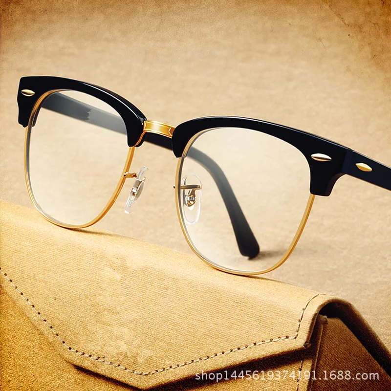 

Classic Acetate men Glasses Frame Brand Designer Female Unisex Vintage Eyeglasses Half Rim Myopia Optical Frames lens Eyewear