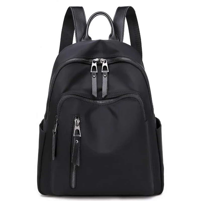 

Casual Oxford Women Backpack Black Waterproof Nylon School Bags For Teenage Girls Fashion Travel Backpack Tote Mochila