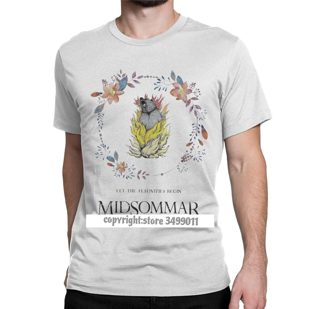 Юмористические футболки Midsommar с цветочным принтом медведя мужские круглым
