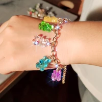7 colors harajuku korean gummy bear charm bracelets for women girls cartoon hand chain tennis bracelet sweet hip pop y2k jewelry