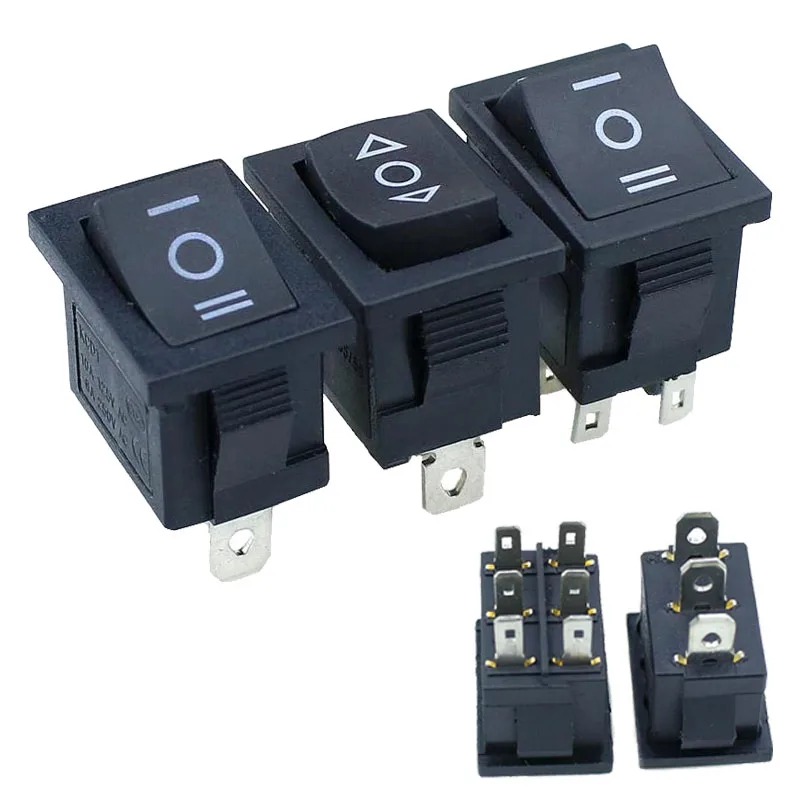 

1PCS KCD1 Mini Black 3 Pin / 6 pin On/Off/On Rocker Switch AC 6A/250V10A/125V