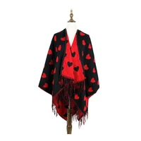 winter women poncho shawls cashmere wool wraps tassel love fashion outwear pashmina muffler tippet