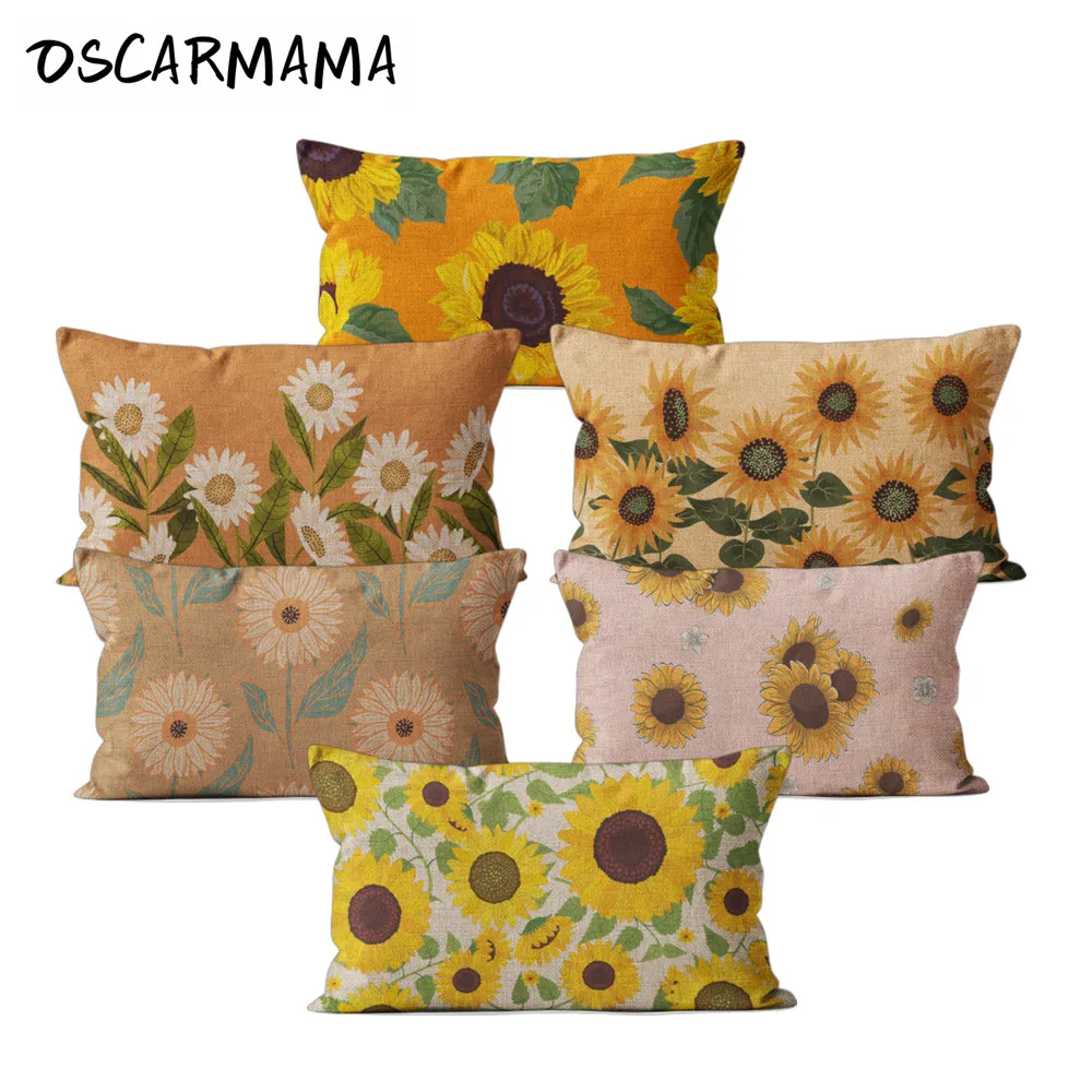 Sunflower Garden Flower Pillow Case 3050 Long Rectangul Cushion Pillowcase Set Gift Sofa Office Chair Car Seat Cover Spring Home