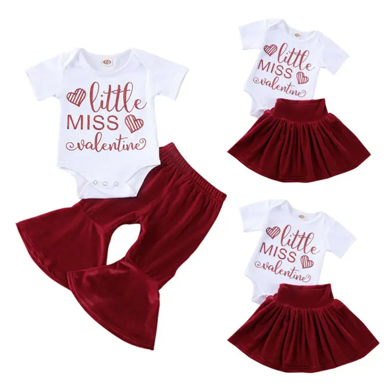 Новинка комплект из 2 предметов одежда на День святого Валентина для маленьких