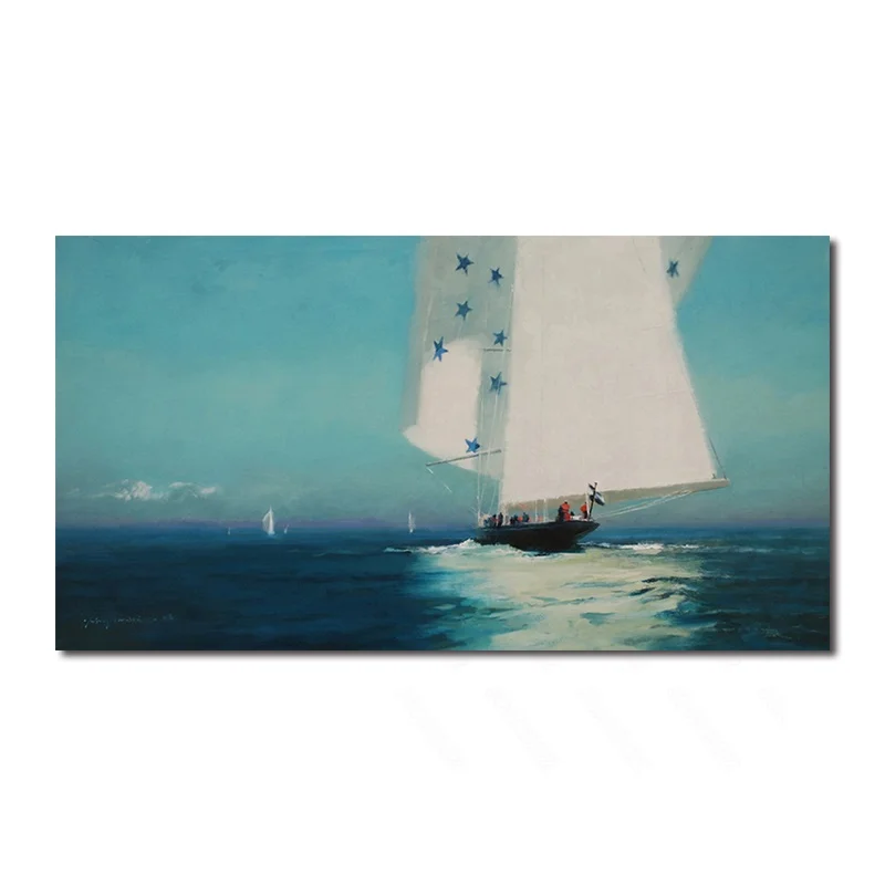 

Modern Style Prints 1 Pc Background Posters and Wall Art Living Room Sofa Decoration Painting Painted Small Sailing Scenery
