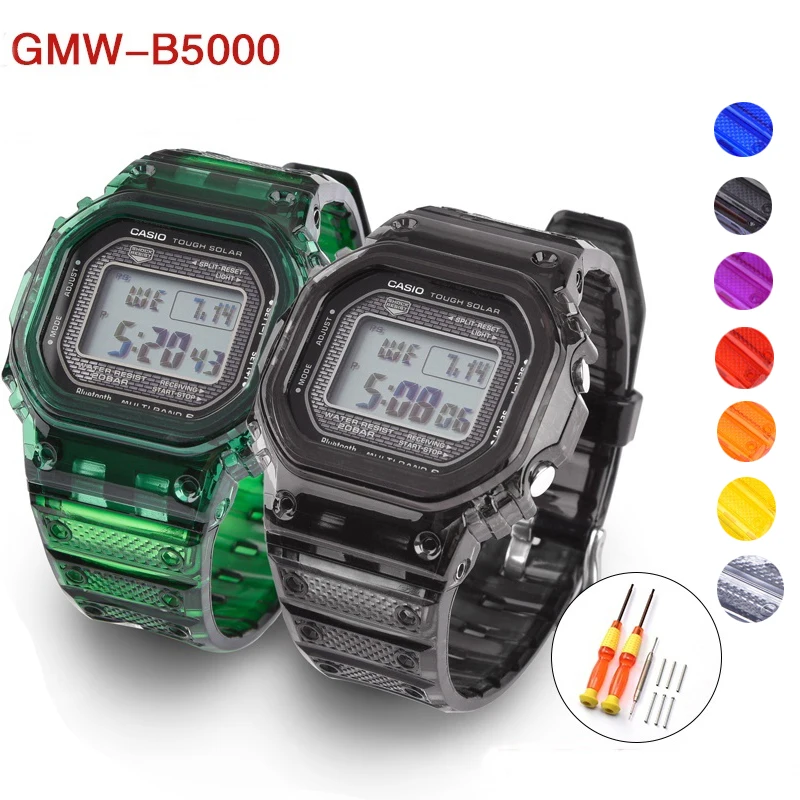 Sport Waterproof SiliconeTransparent for Casio G-SHOCK GMW-B5000 Watch Bracelet With Protective Case Rubber Strap Bezel Newest