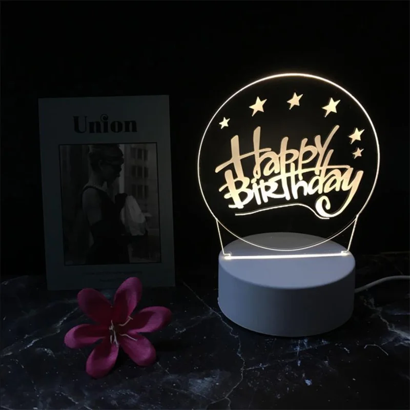 

Happy Birthday For Gift LED Night Light For Children's Gifts Desktop Decorative Lights Cartoon Style Bedside Lamp Holiday B5481