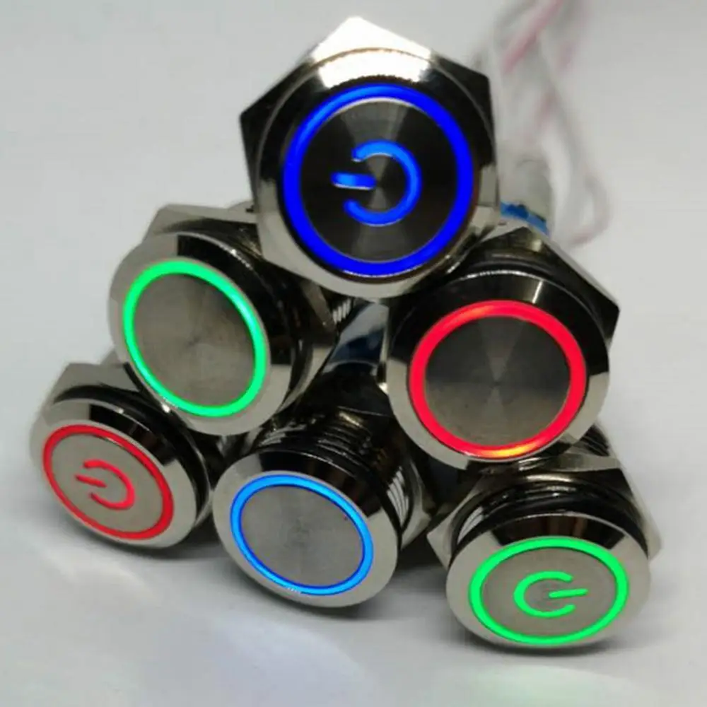 

55% Hot Sales!!16mm Waterproof Self-Reset Metal Button Switch with High Brightness LED Light